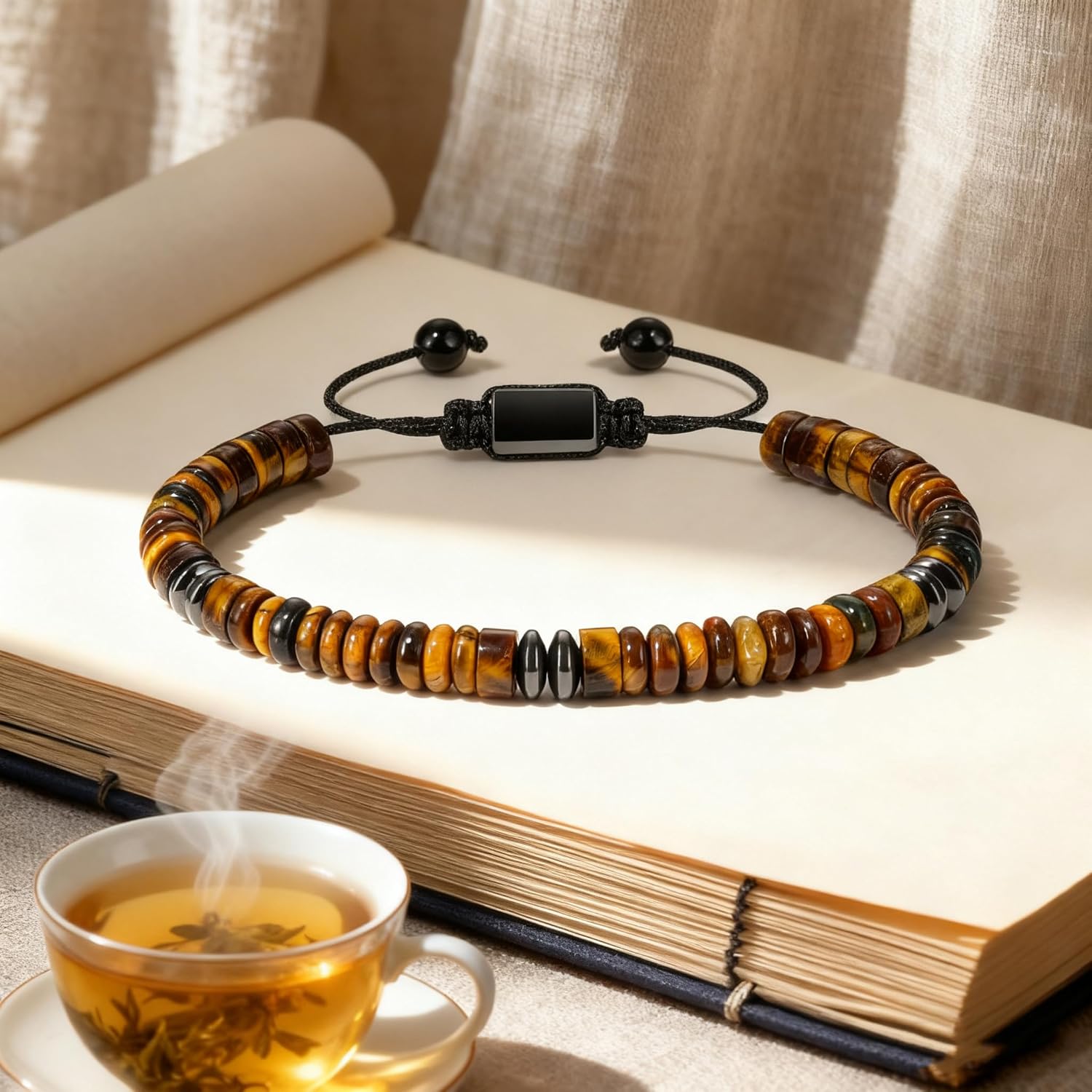 Boho Style Natural Stone Beaded Bracelets for Men Women, Adjustable Healing Crystal Bracelets for Anxiety Relief, Unique Gifts for Him Her - Image 2