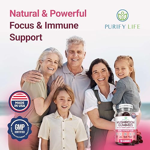 Miniatura 7 de Las primeras gomitas de complejo de hongos del mundo - Suplemento de hongos 10x con melena de león (90 masticables 2500mg/porción) Suplemento