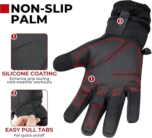 Miniatura 2 de HANDLANDY Guantes de invierno para hombres y mujeres, aislados impermeables para clima frío, guantes térmicos para ciclismo, esquí, equitación,