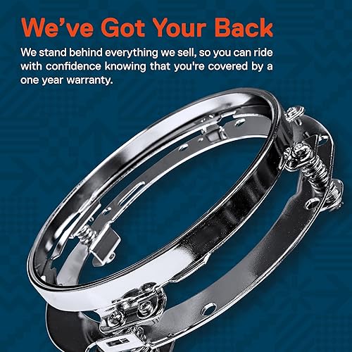 Miniatura 6 de True Mods Montura de montaje de anillo de faro redondo de 7 pulgadas cromada compatible con faros Harley Davidson Road King Electra Glide Ultra Cromo