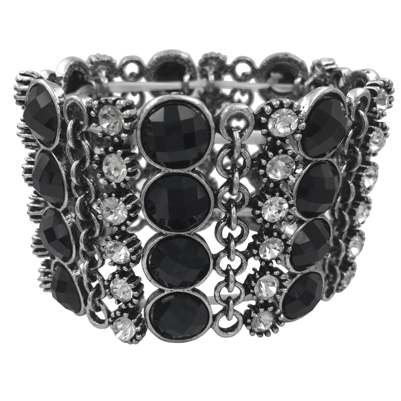 Gypsy Jewels Designer Look Silver Tone Stretch Bracelet