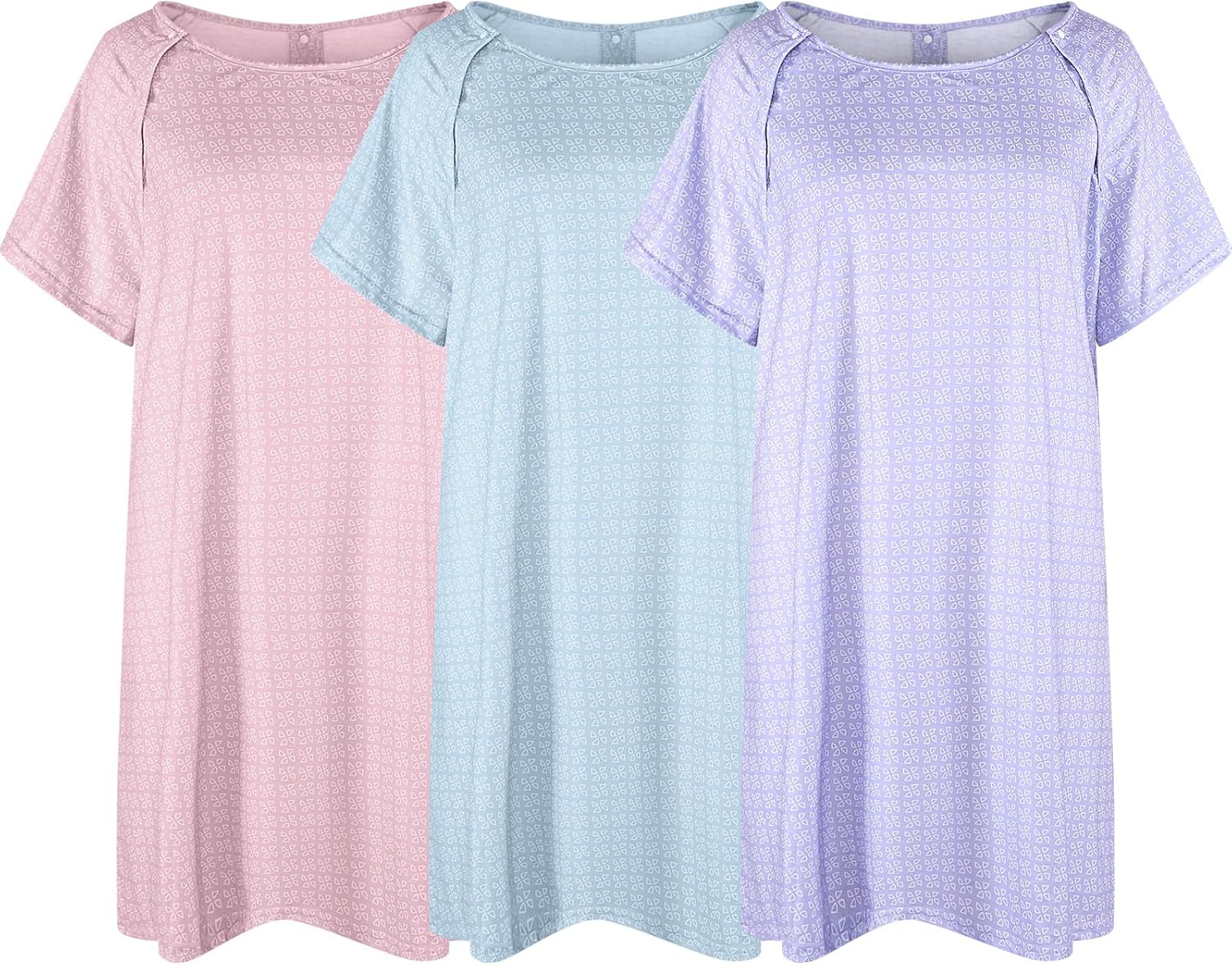 Ramede 3 Pieces Hospital Gown for Women Cotton Labor Delivery Gown for Hospital Maternity Pink Blue Grey
