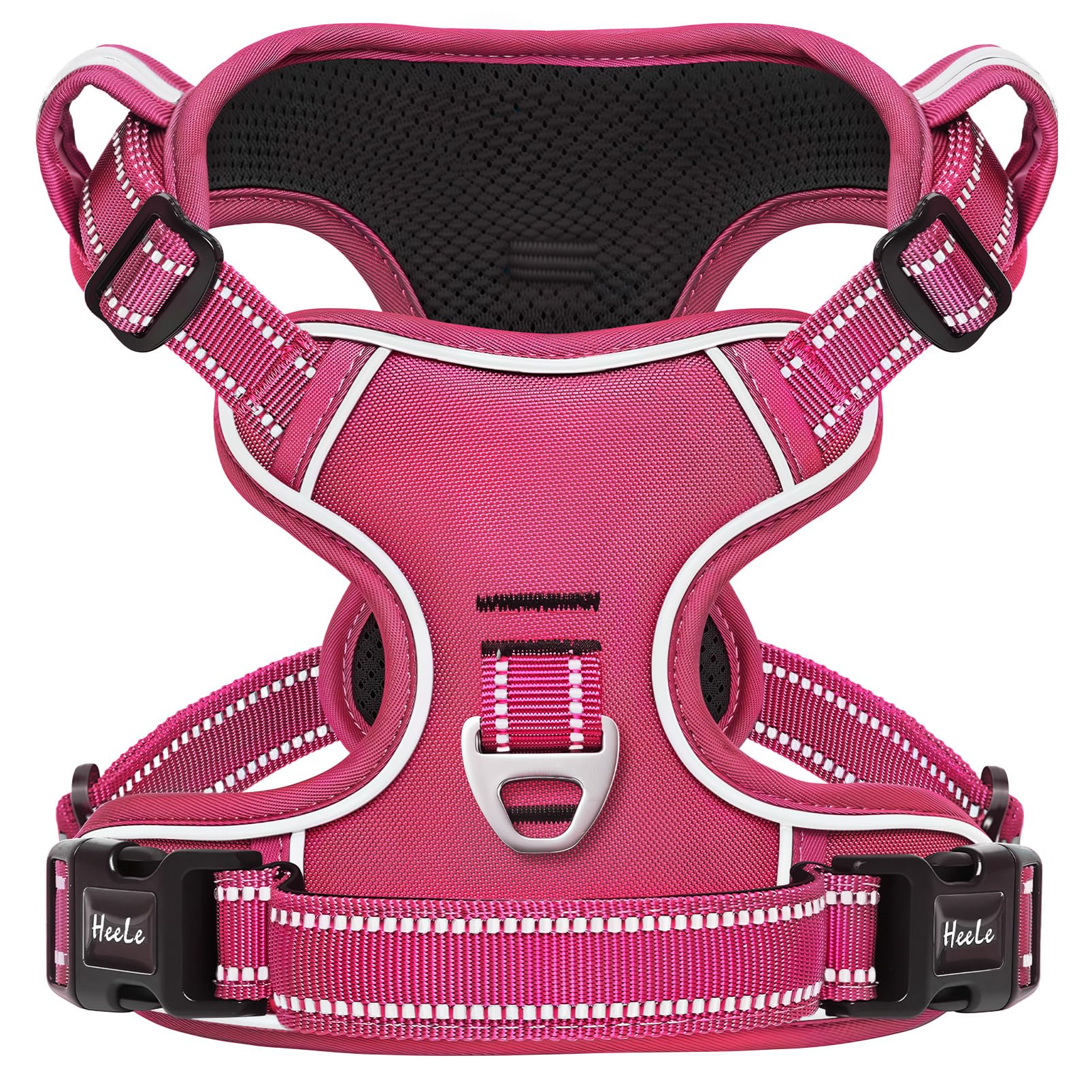 HEELE Dog Harness for Large Dogs No Pull Dog Vest Harness for Large Dog with Soft Padded Handle Reflective for Outdoor Training, Rose Matching Trim, XL
