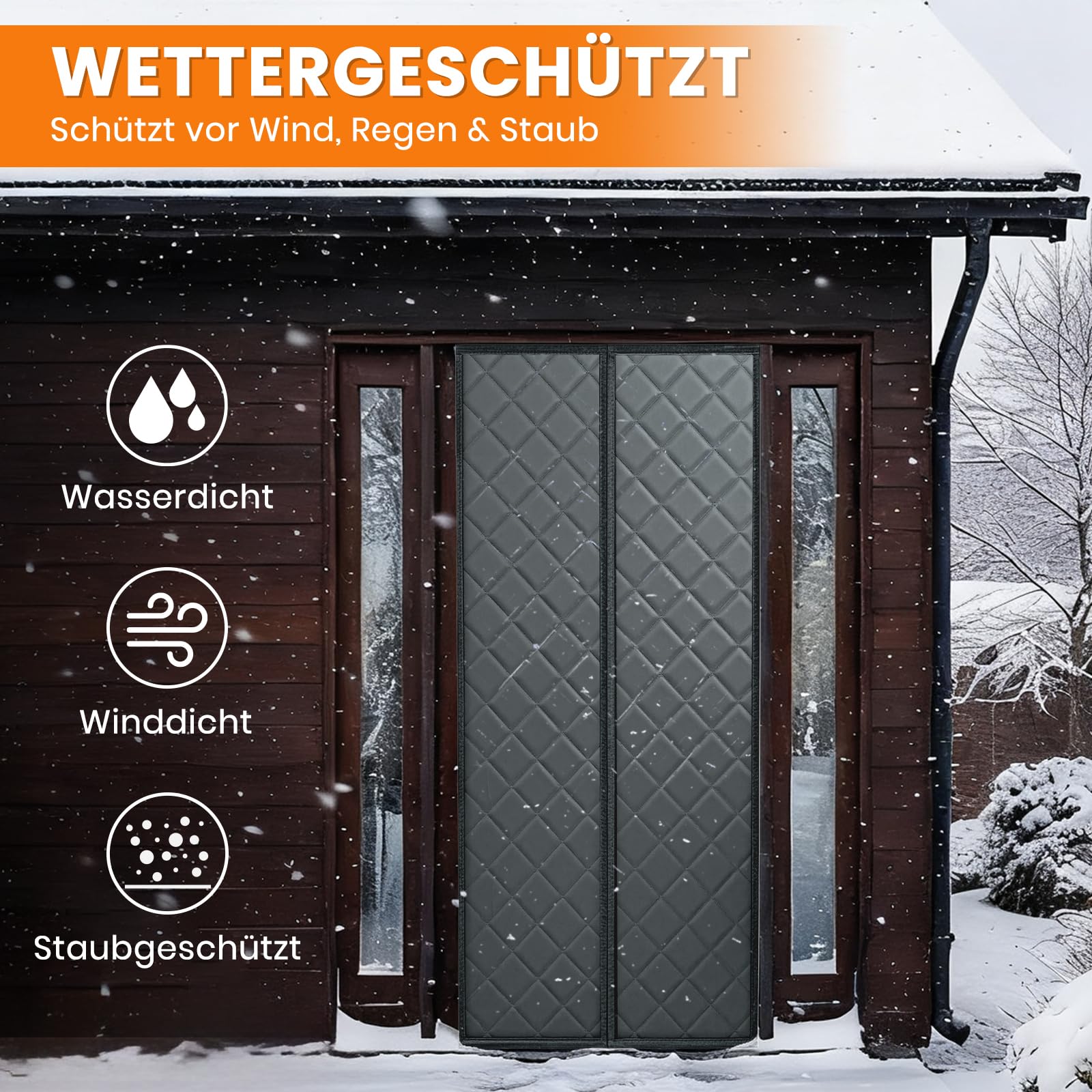 Magnetische Wärmeisolier-Türvorhang – Robuste Oxford-Stoff mit Baumwollfüllung, wetterfester berührungsloser Einlass für Winter & Sommer (90 * 210 cm)