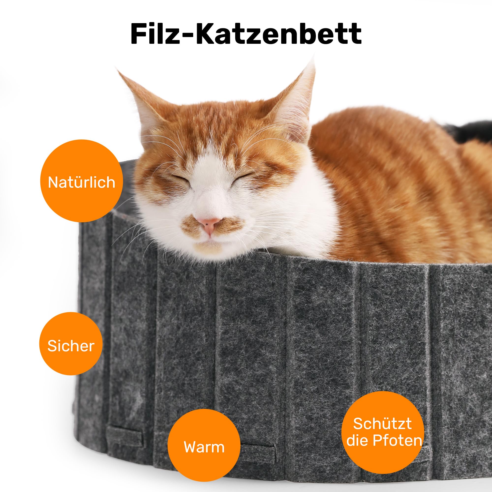 FUKUMARU Kratzbrett für Katzen, 61 cm Kratzpappe in Sofa-Form, Umkehrbares Katzenbett, Runde Kratzpads aus hochwertiger Filz und Karton, Dunkelgrau.
