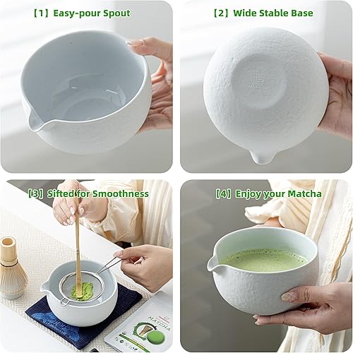 Miniatura 2 de TEANAGOO Juego de batidor de matcha, juego de 7 piezas, color gris claro, kit de matcha para ceremonia, juego de té matcha para hacer desayunocafé,