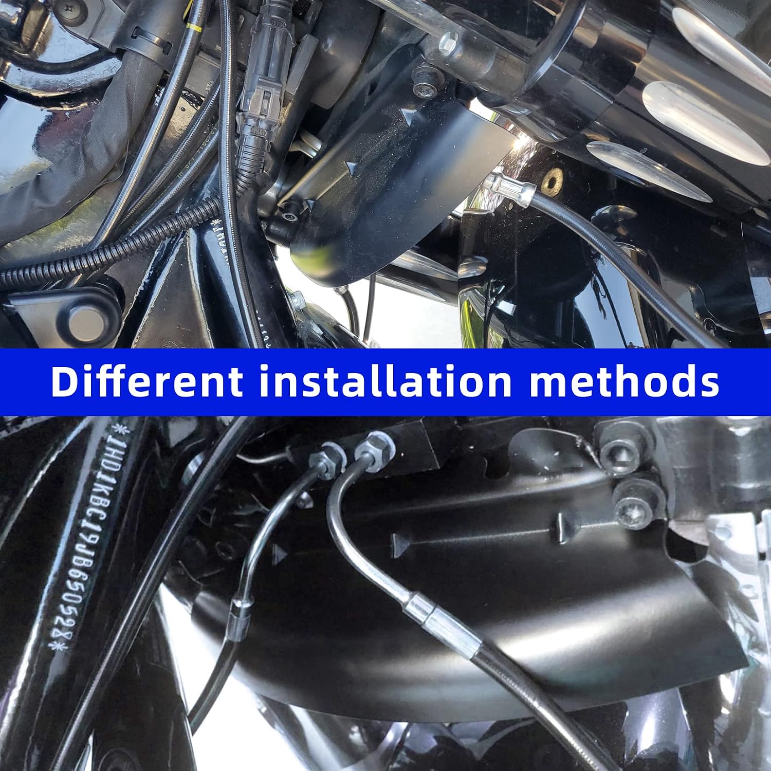 Lower Triple Tree Wind Deflector, PSLER Motorcycle Fairing Air Deflector Front Fork Cover for Touring Electra Street Road Glide Road King 2014-2022, Black