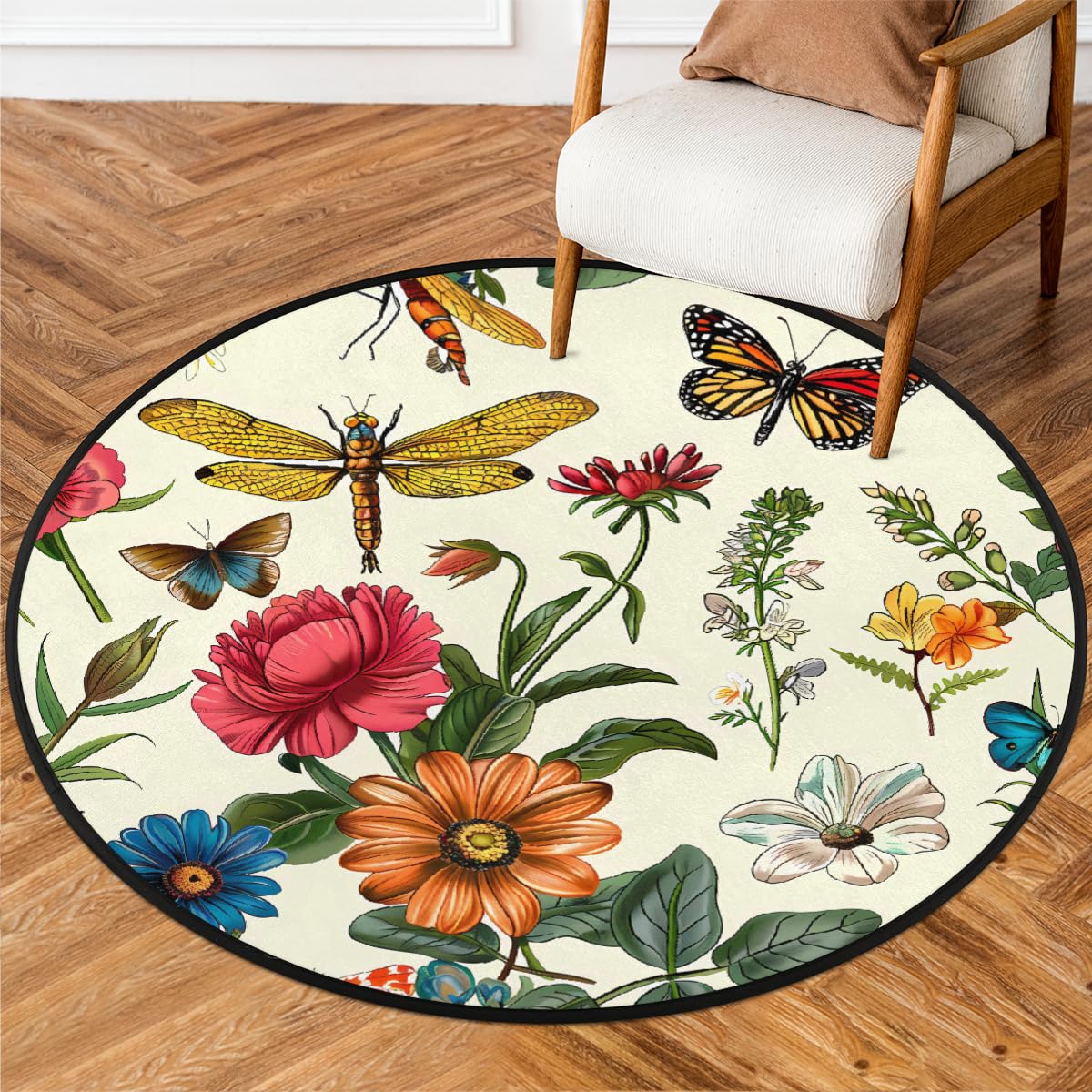 Tapis de sol rond rétro antidérapant et lavable en machine
