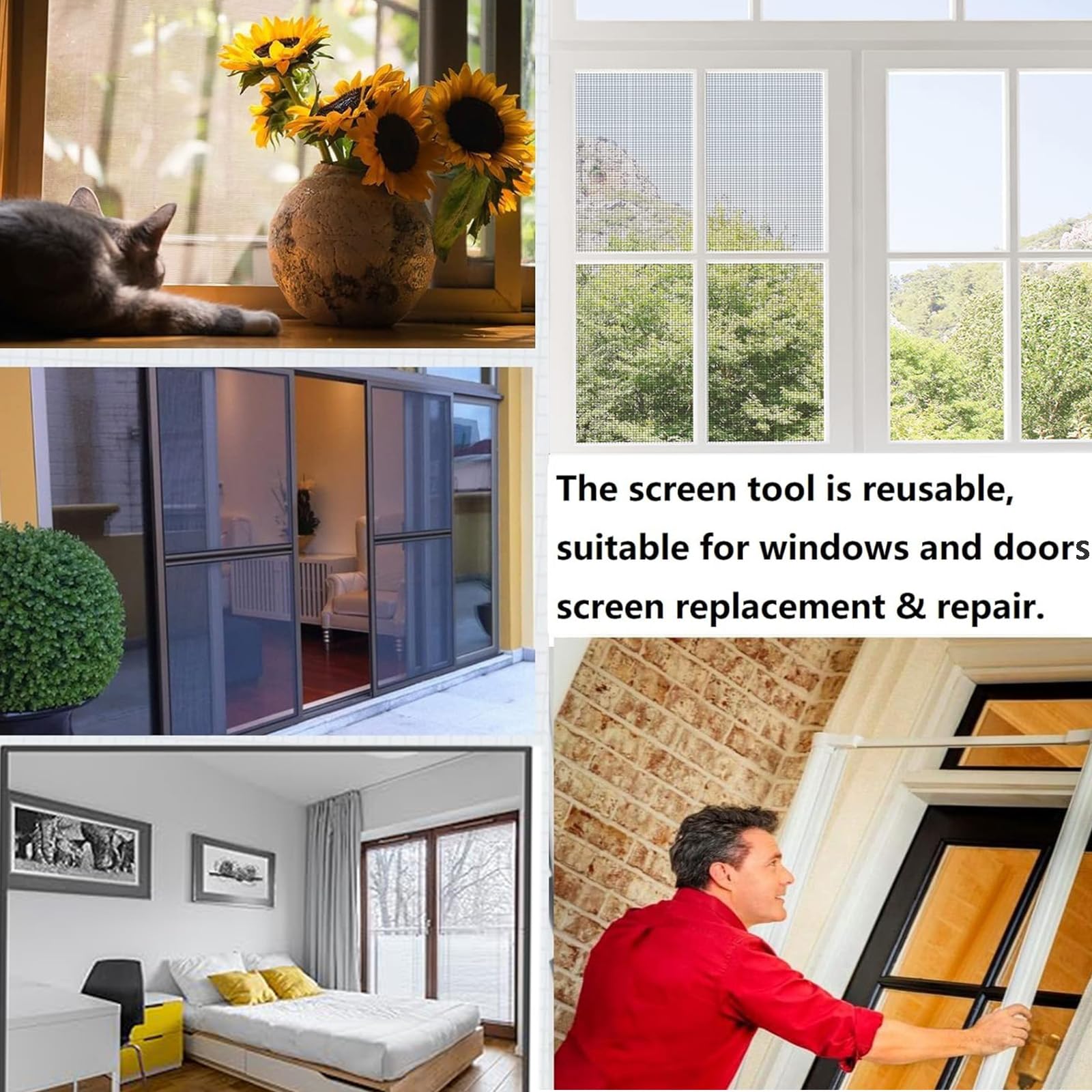 Tool Puller For Beeder, Screen Window, Spline, Roller, Hand Spline, Roller Tool With Nylon Wheels, Rubber Strips, Fly Screen Hook Insect Protection