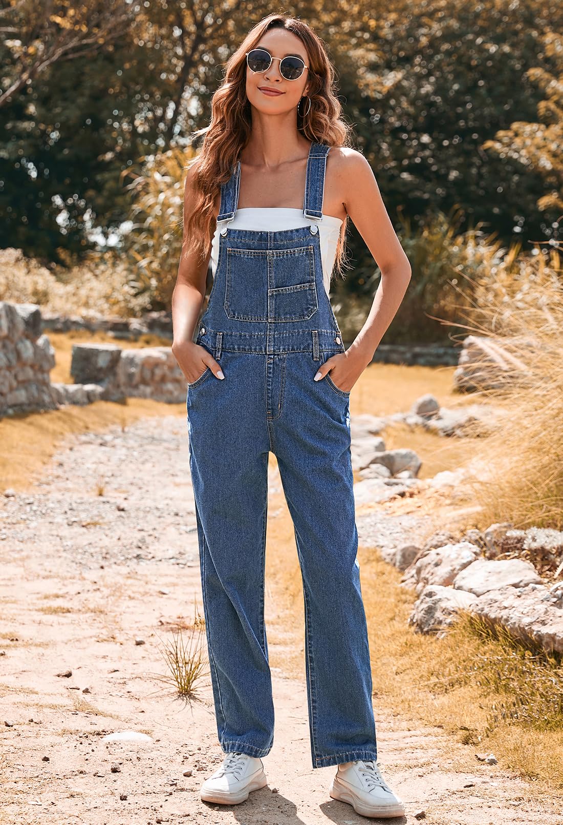Sovoyontee Damen Latzhose Sommer Lockere Lange Jeans Jumpsuit Bib Overall Mit Trägern