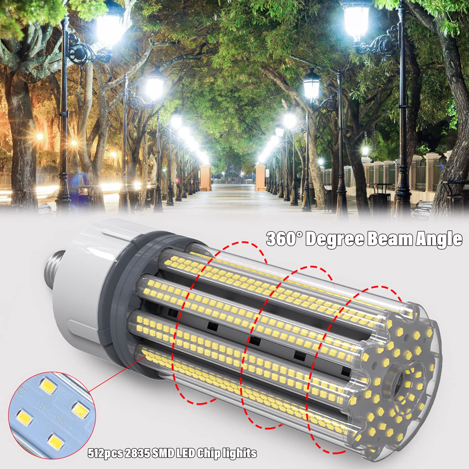 Lampadina LED A Mais Equivalente A 200 W, Attacco E39/E40, Luce Diurna 5000 K, 60 W, 7800 Lm, Lampadine LED per Grandi Superfici, per Interni Ed Esterni, Garage, Magazzini, Illumi，E40