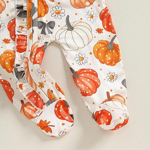 Miniatura 6 de BemeyourBBs Ropa para bebé recién nacida, con volantes, cierre de cremallera, mameluco con diadema