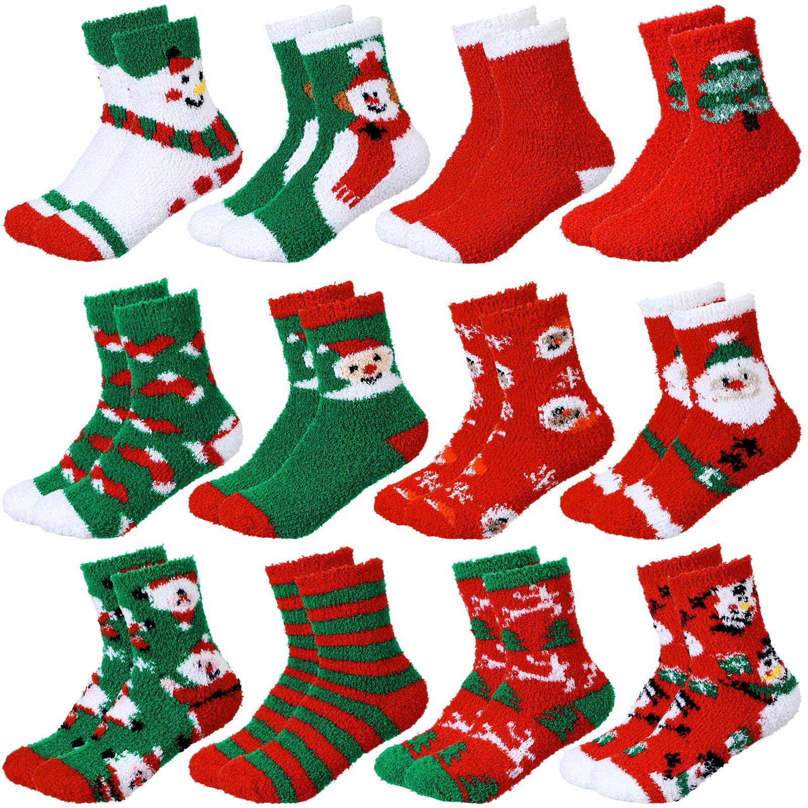 Geyoga Lot de 12 paires de chaussettes de vacances pour adulte - Chaudes et colorées - Chaussettes d'hiver pour homme et femme