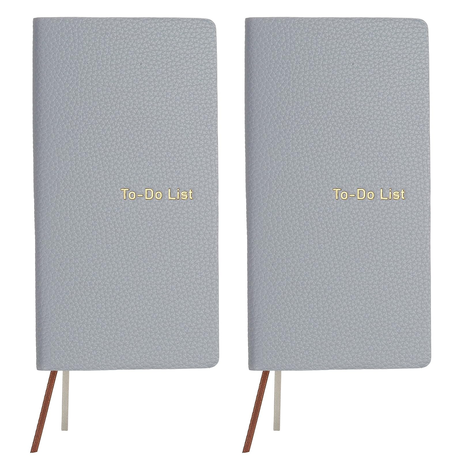 PATIKIL 2 Pcs Leather to Do List Notepads, 160 Pages 6.5 x 3.2 Leather Daily Planners to Do List Notebook for Business Personal Daily Plans Schedule Planner Office Supplies, Purple