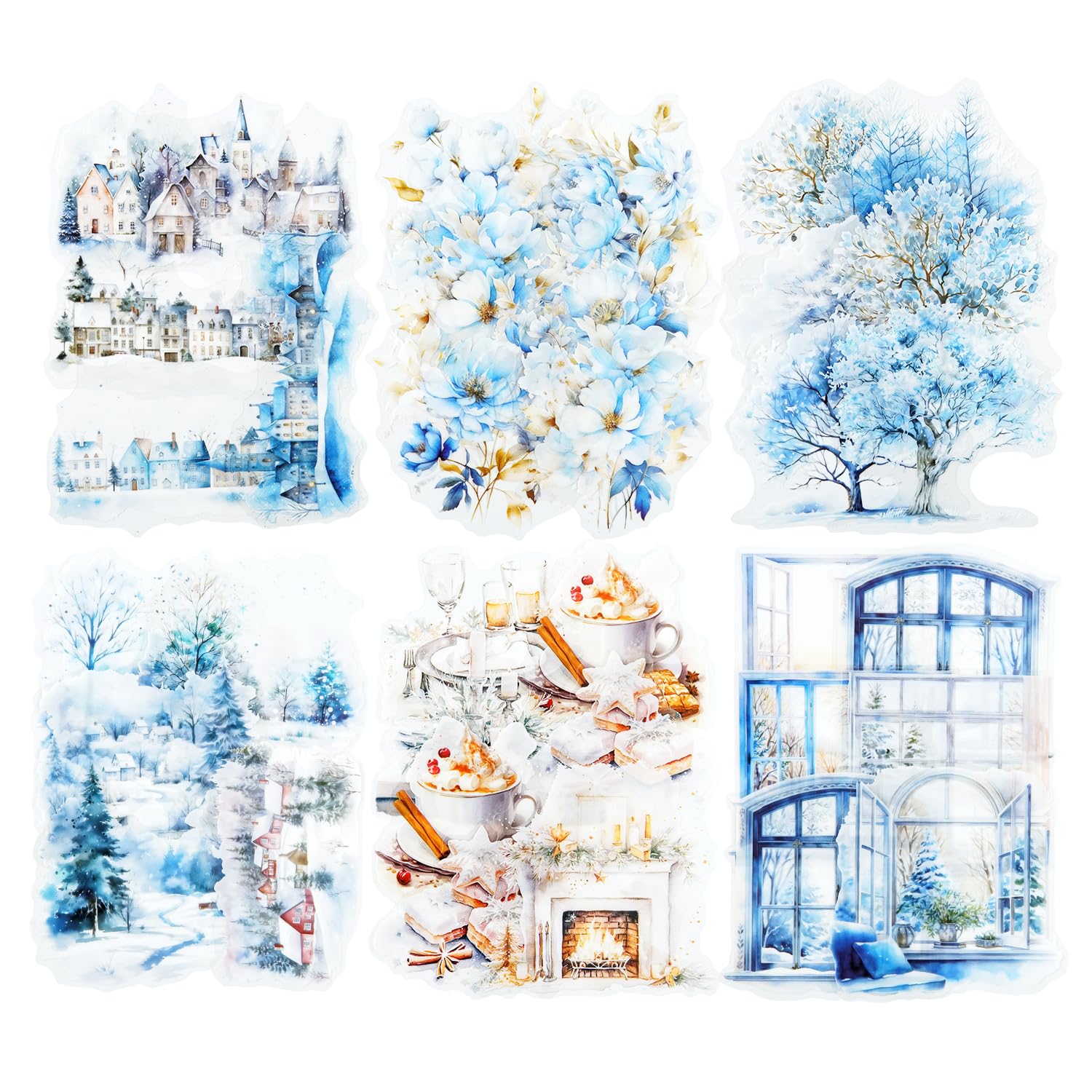 Miyouluna Snow Country 60Pcs Winter Pet Stickers, Large Landscape Stickers For Scrapbooking, Diy Crafts, Journaling, And Junk Journal Ephemera With Organizer