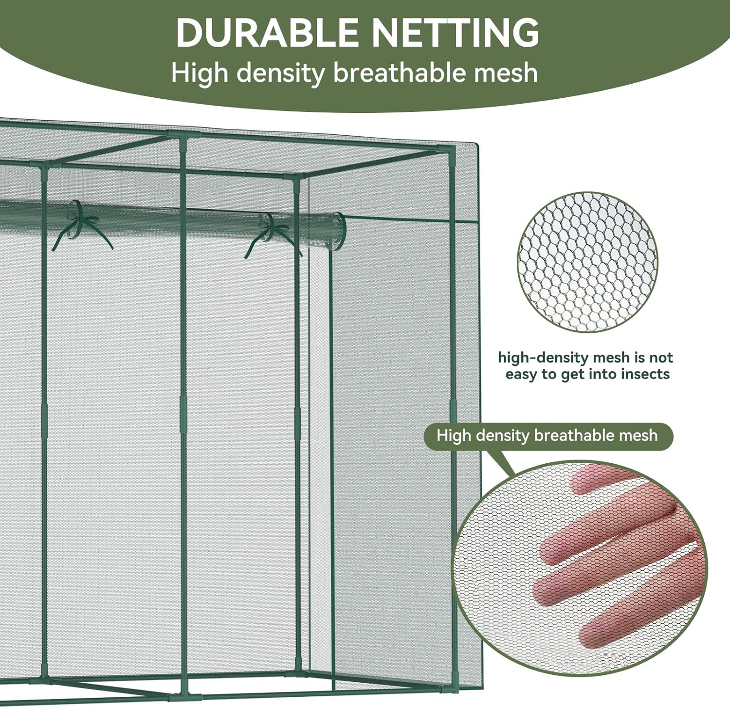 Crop Cages for Garden Plant, 9.8x3.3x6 Ft Plant Protection Tent with Zippered Door, Raised Garden Bed Cover with Frame, Wind-Resistant Plant Cages for Outdoor Plants Vegetable Flower