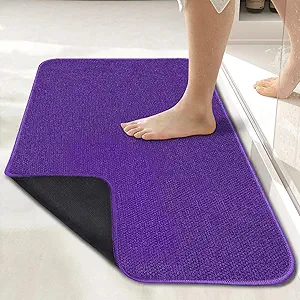 Bath Mat,Ultra Thin Bathroom Runner Rugs,Large Bath Mats for Bathroom,Quick Dry,Non-Slip,Machine Washable,Low Pile,Bath Rug,Shower Outside,Sink,Home Decor Accessories.Purple,1'5"x2'11"(17x35inch)
