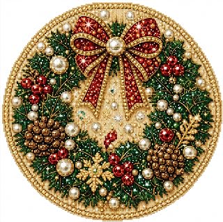 スタンプクロスステッチキット 大人用 ホリデーリース 14CT 30*30cm
