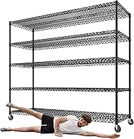 Vista 1 de 3200LBS Storage Shelves Wire Shelving with Wheels,Adjustable Garage Shelving Heavy Duty Steel Metal Shelving Unit Shelf Rack for