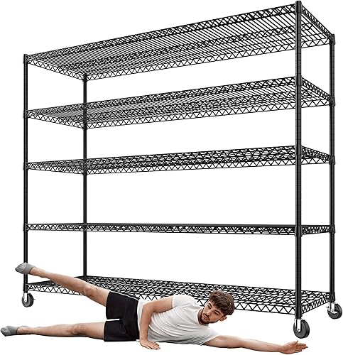 Estantes de almacenamiento de 3200 libras, estantería de alambre con ruedas, estantería de garaje ajustable, estantería de metal de acero