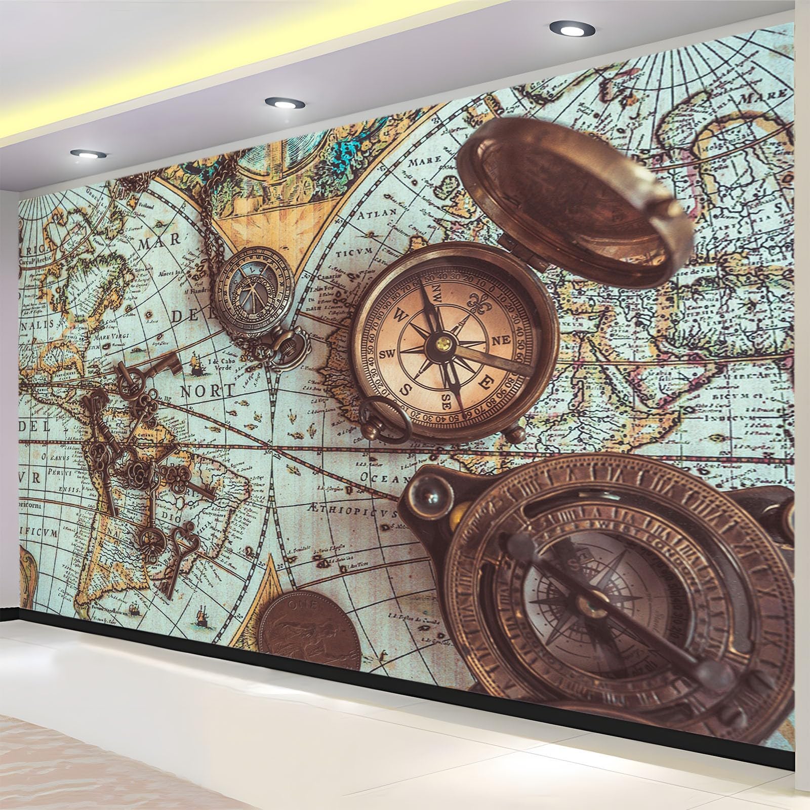 Fototapeta 3D mapa świata w epoce 350 x 256 cm tapeta sypialnia nowoczesna fototapeta fototapeta gigantyczny plakat moda dekoracja ścienna