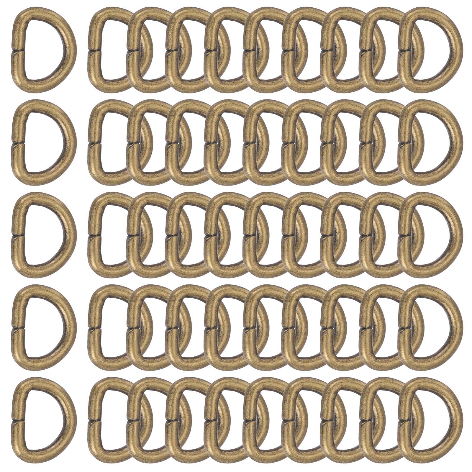 PATIKIL Metal D Ring, (25mm, Bronze)(50 Pcs), Heavy Duty Welded Solid D Rings Metal D Buckle, Suit for Bags/Backpack/Wallets/Leather/Straps/Webbing/Pet Collars/Hardware Assorted
