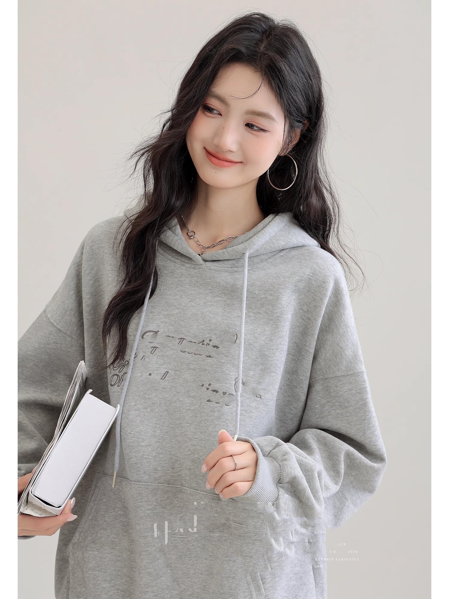 Sudadera Vintage para Mujer, con Capucha, Forrada de Felpa, Estilo Callejero