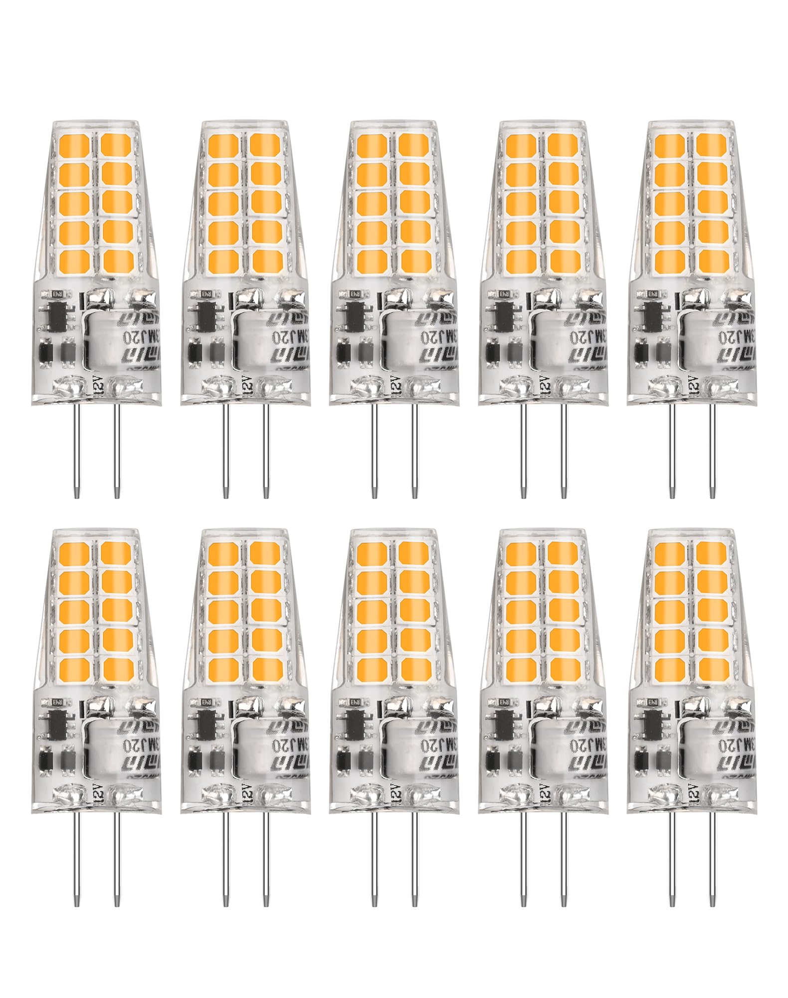 BAOMING - G4 LED Bulb 12V 3.5W JC Bi-Pin Base, T3 G4 Halogen Equivalent 20W-35W, Soft Warm White, Flicker-free, 350lm, Chandelier Lighting/Landscape Lighting/Microwave Lighting (Pack of 10)
