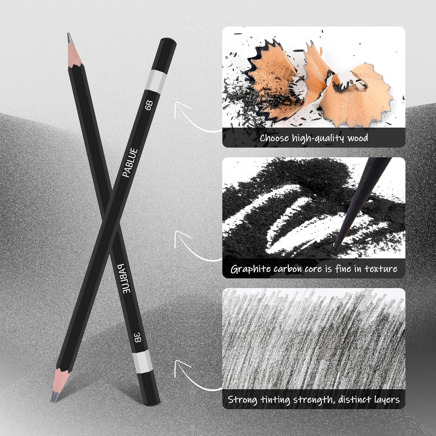 Profal Triangular Ding Sketching Pencil Set, 6H, 4H, 2H, H, HB, F