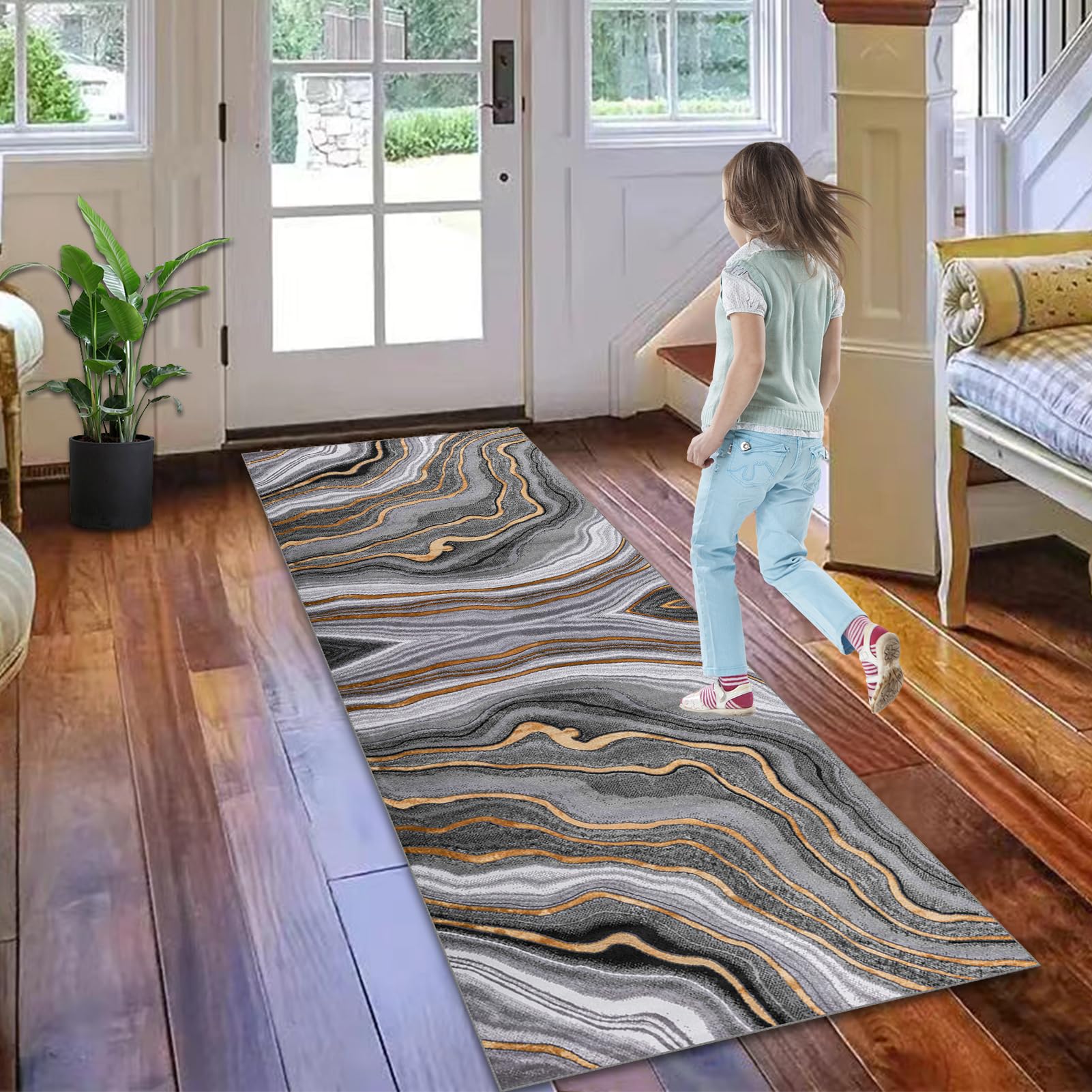 Teppichläufer 40x270 Cm – Rutschfest, Waschbar, Aus Polyester Für Flur, Küche & Wohnzimmer