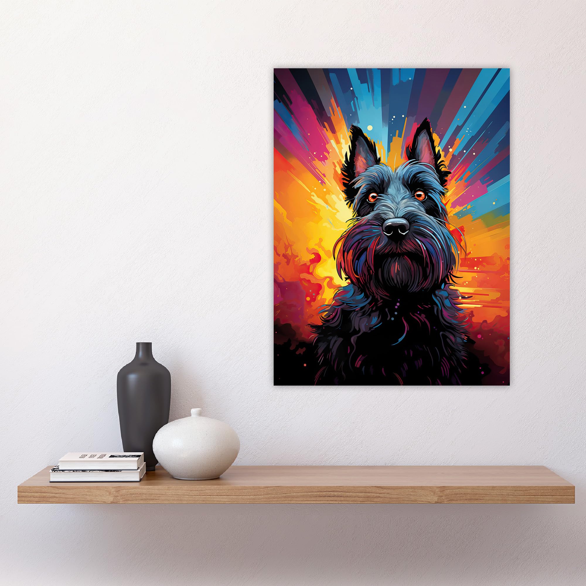 Artery8 Scotty Dog Scottish Terrier Dog Lover Gift Pet Portrait Vibrant Orange Purple Blue Artwork Painting Large Wall Art Poster Print Thick Paper 18X24 Inch - Image 4