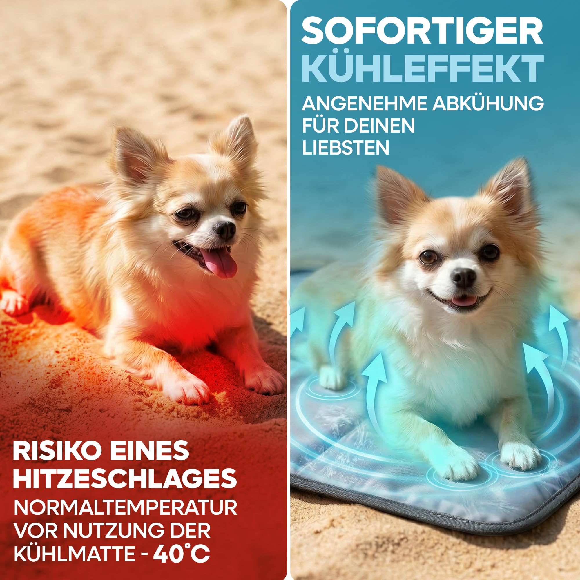 Kühlmatte für Hunde selbstkühlend - Hunde Kühlmatte mit 100% ungiftigem ThermoSchutz Gel - Kühlmatte Hund Selbstkühlend für alle Größen - Faltbare Dog Cooling mat und kühlmatte Katzen