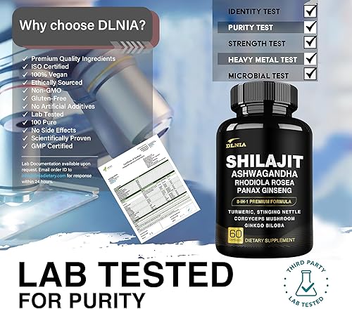 Miniatura 8 de Shilajit 8 en 1 para hombres y mujeres con suplemento orgánico del Himalaya Ashwaganda con Rhodiola Rosea, ginseng, cúrcuma, hongos, para apoyo
