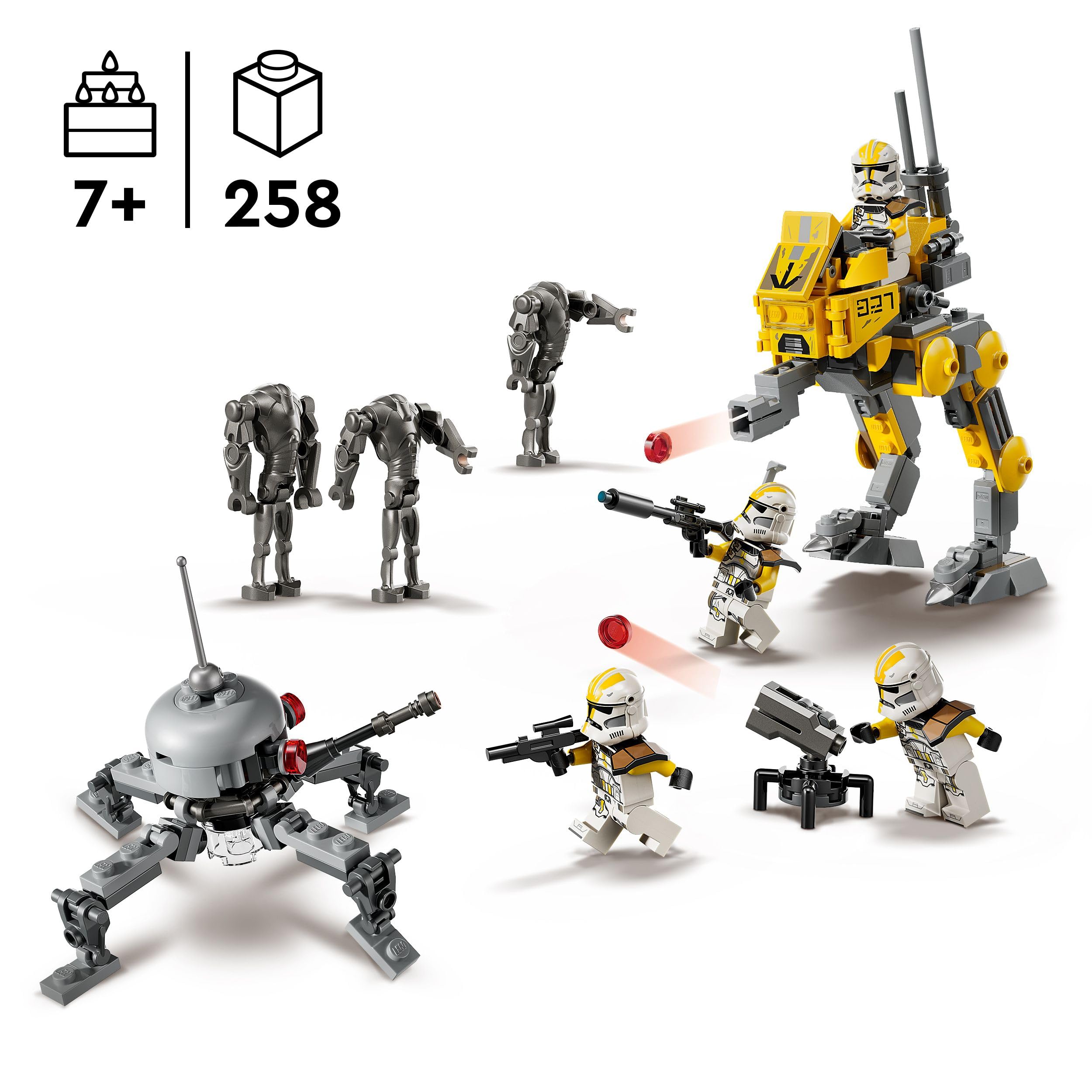 Le LEGO Star Wars 75431 met en scène le 327ème Corps d'Armée face aux droïdes de combat avec un AT-RT.