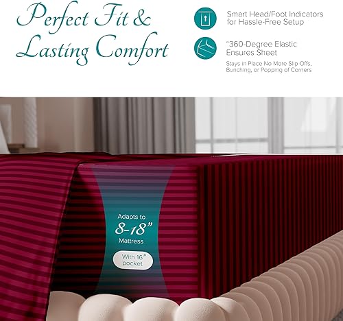 Miniatura 17 de Carressa Linen Sábana bajera ajustable 100% algodón tamaño King – Sábana bajera de 800 hilos King de algodón, lujosamente suave, refrescante