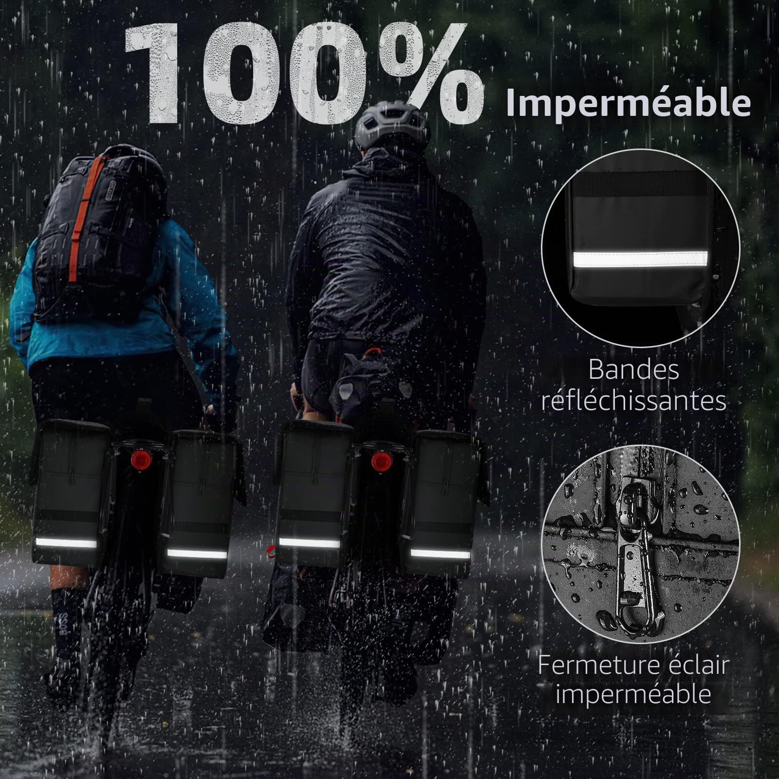 Sacoche de vélo pour porte-bagages, 36 l, étanche, double sacoche