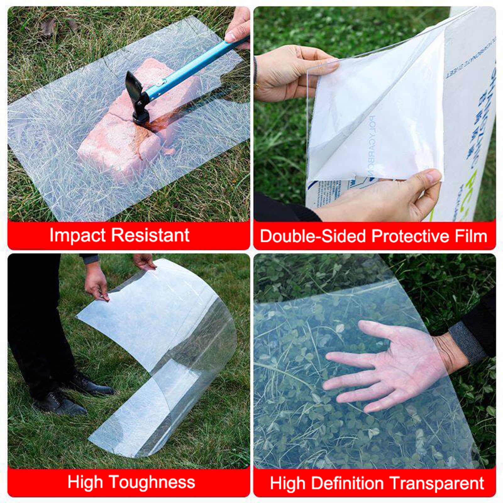 Transparent Polycarbonat Platte Dachplatten,UV-Schutz,1 mm,Klar Kunststoffplatte,Gewächshaus Platten für Garten Vordächer,Terrassenüberdachung,Schlagfest,mit Schrauben (50cm x 10m)