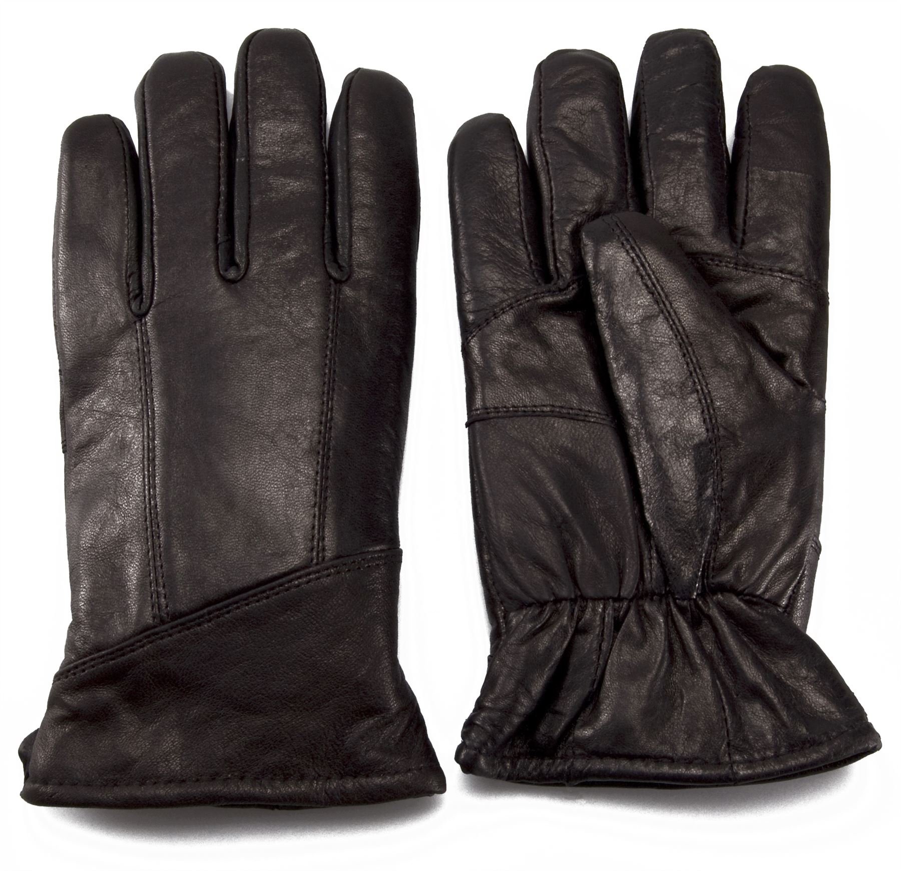 Nordvek Men's Black Leather Gloves - Sheepskin Lining # 302-100 - Medium