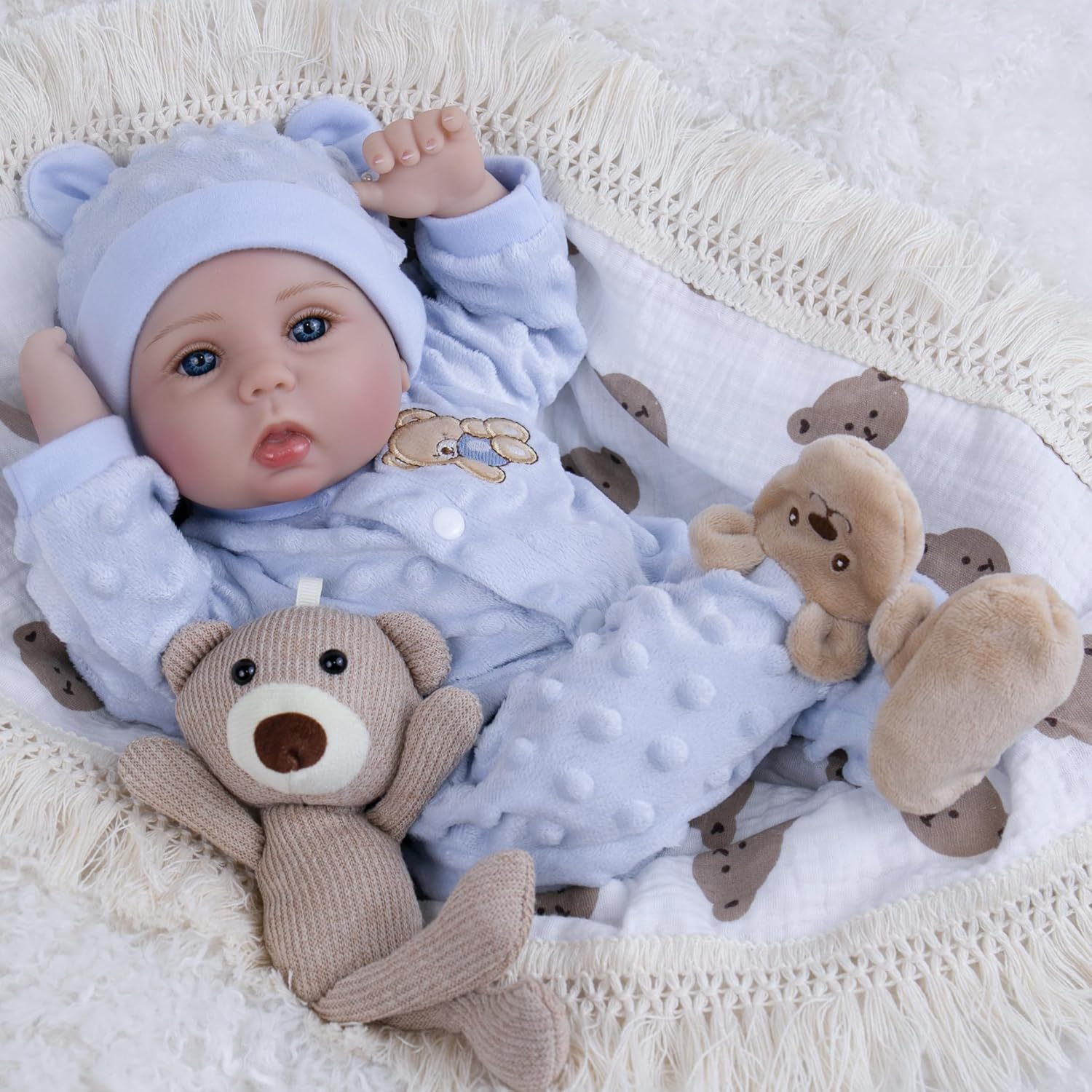 Lifelike Reborn Baby Dolls - 18Inch Cute Soft Vinyl Realistic Baby Doll Poseable Real Life Baby Dolls for 3+ Years Old Gifts