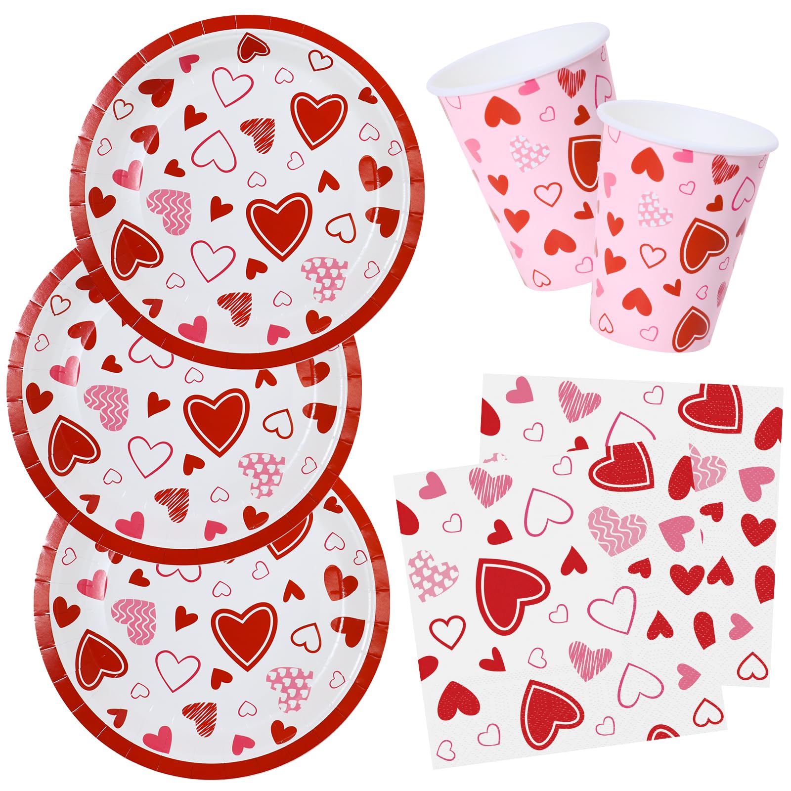 Tovaglioli Di Carta Ambiente 3 Veli, 33x33 Cm, Confezione Da 20 - Motivo Love Red Hearts, Certificati FSC