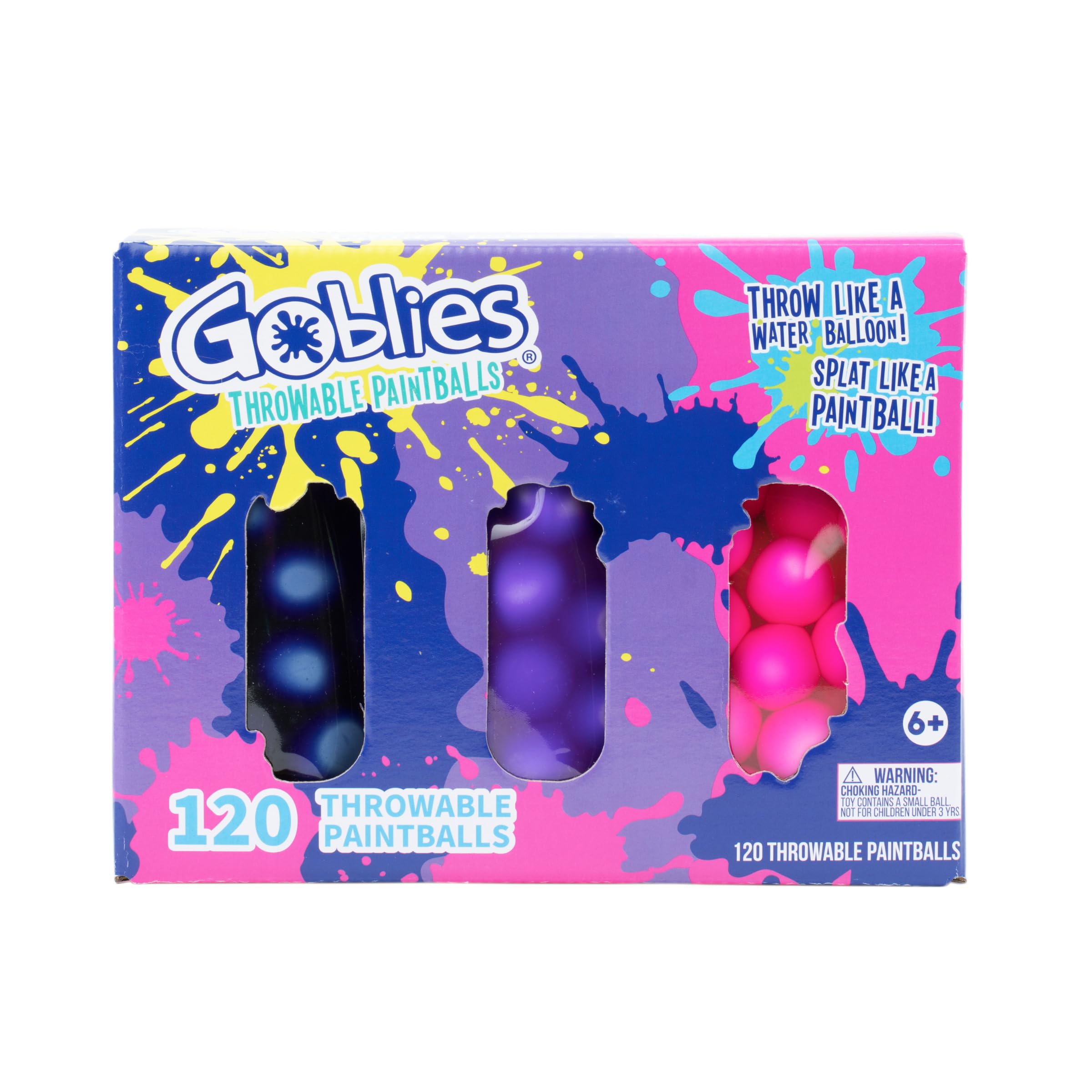 Goblies Throwable Paintballs - Pack of 3 (120 Count, Indigo/Violet/Pink)
