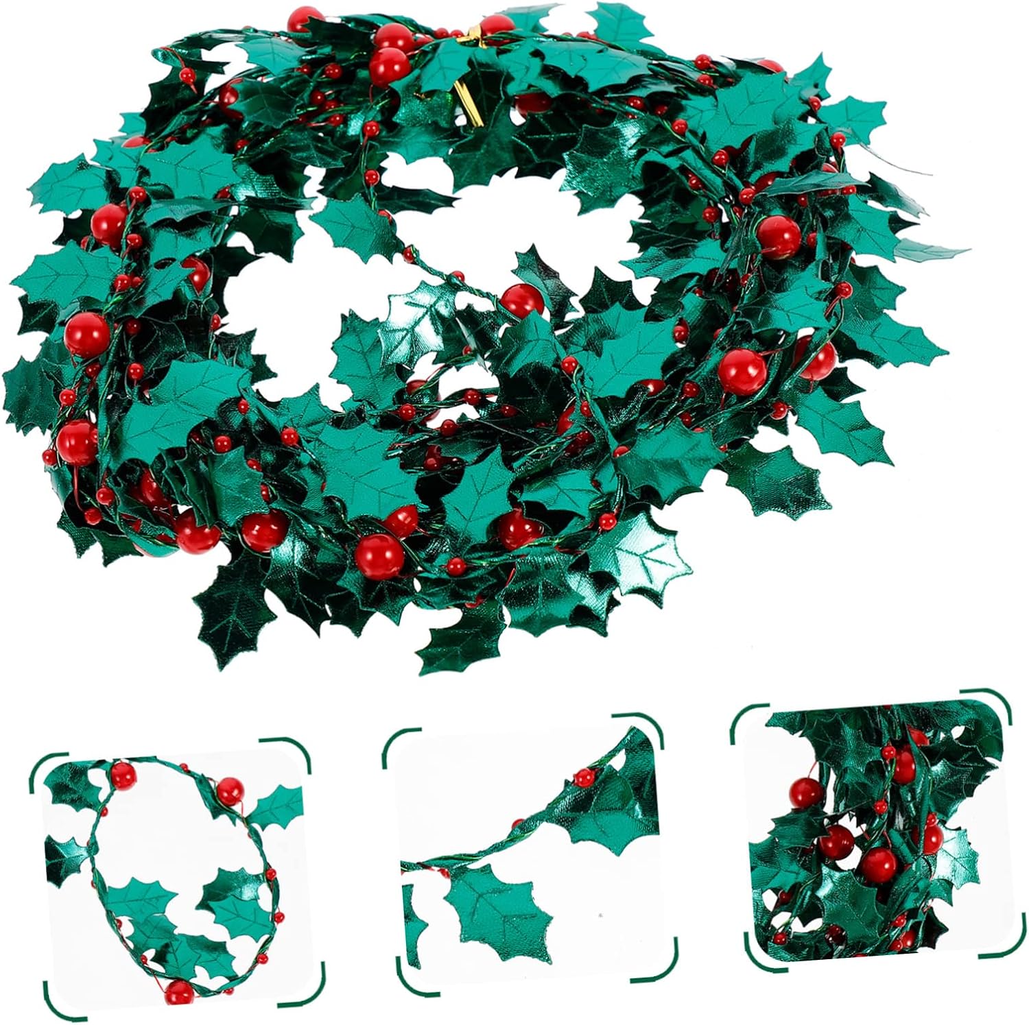 Holibanna Christmas Tinsel DIY Craft 5m Green Leaf Tinsel Garland Decorative Reusable