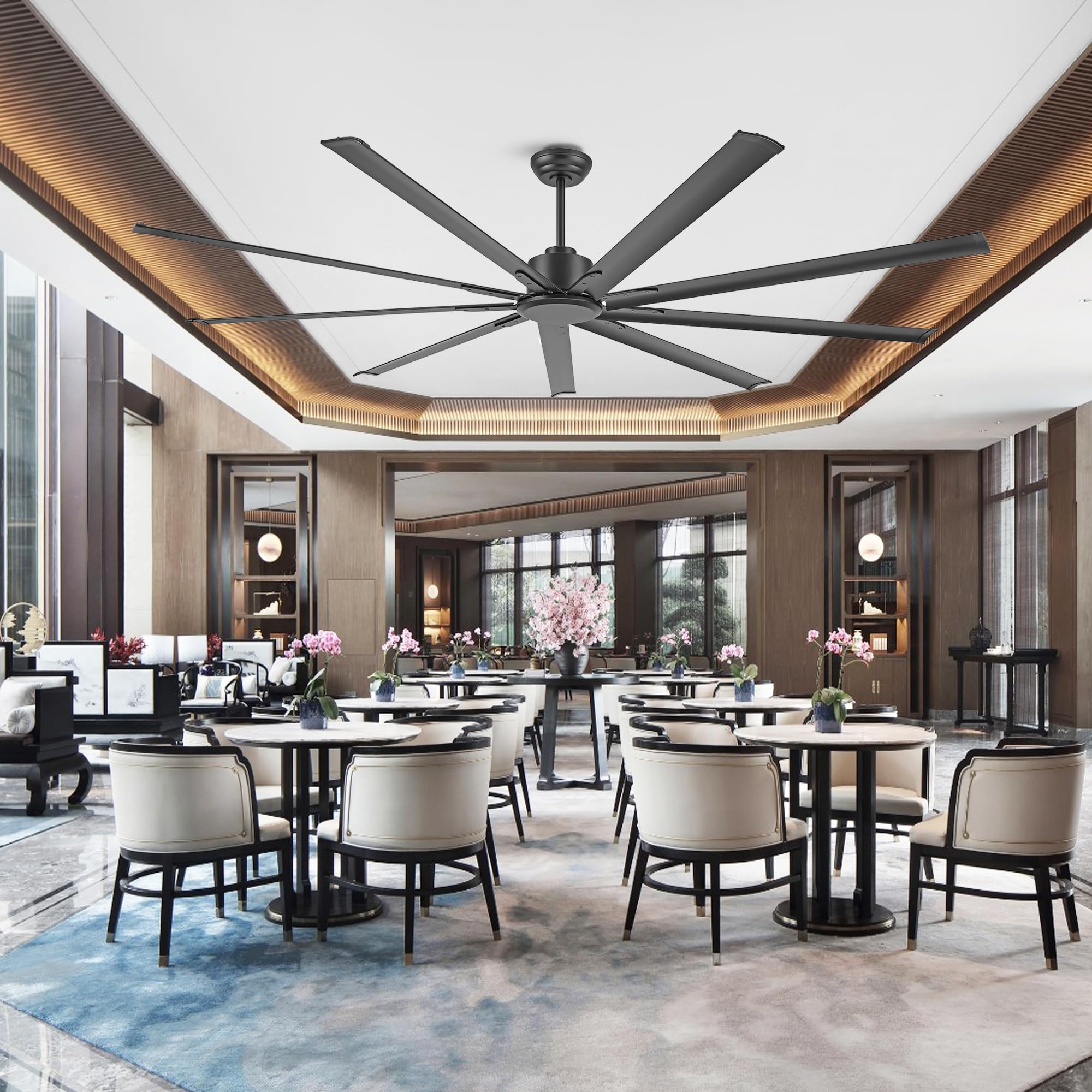 96 Ceiling Fan No Light Black Reversible DC Motor 6 Speed Remote Control Industrial 9 Aluminum Blades with — view 6