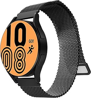 Camofit Compatible with Galaxy Watch 4 Band, Galaxy Watch 4 Classic Band, Galaxy Watch 5 Band, Watch 5 Pro Bands, Samsung Active 2 Watch Band, Mesh Magnetic Stainless Steel Metal Loop Band, Black
