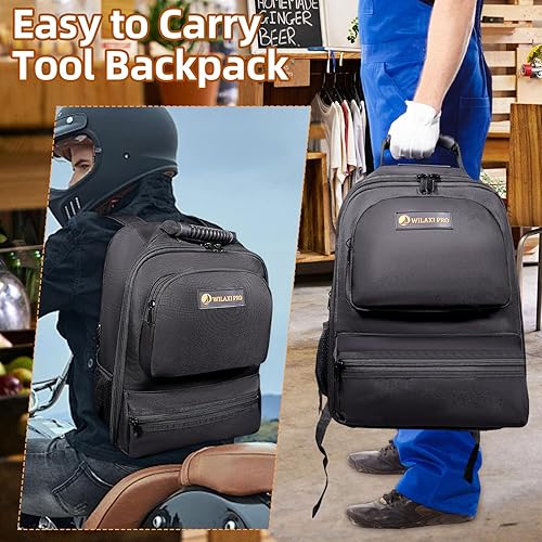 Miniatura 7 de Mochila de tela Oxford resistente al agua 1680D con base de silicona antideslizante, organizador de almacenamiento de herramientas de múltiples