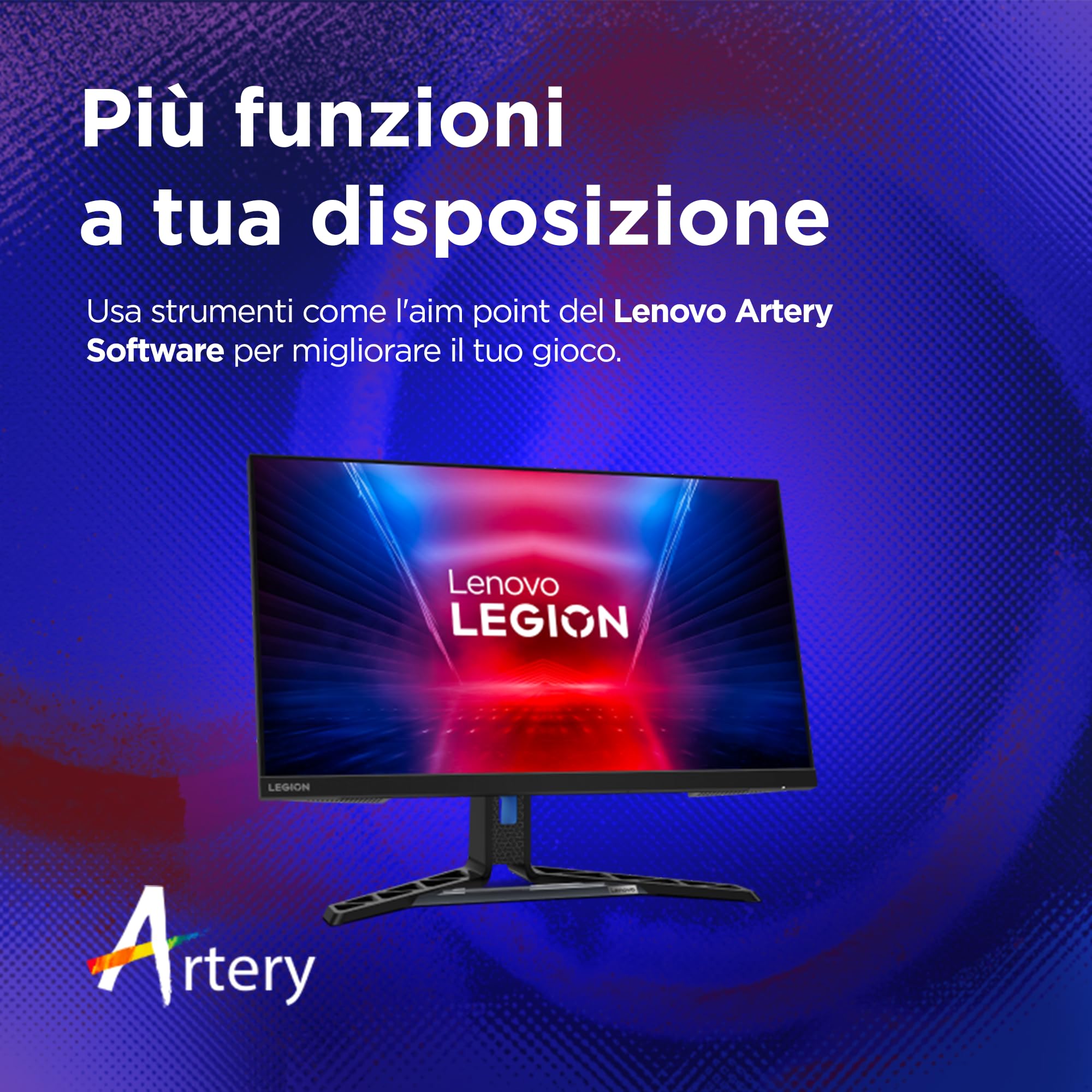 Lenovo Legion R27i-30 Monitor Gaming 27" FHD (1920x1080), IPS, 0.5ms, 165Hz (Overclock 180Hz), Altoparlanti, Regolabile, AMD FreeSync Premium, HDMI 2.1 + DP