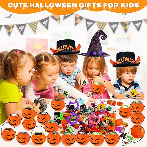 Miniatura 6 de 168 juguetes de Halloween, paquete de 24 cajas de calabaza precargadas, regalos de fiesta de Halloween para niños, juguetes divertidos a granel,