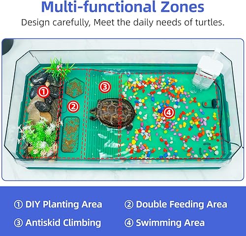 Miniatura 4 de Jaula de tortuga con bomba y filtro con función de ducha, fácil de cambiar el agua y el agua limpia para cangrejo ermitaño de rana con cuernos de