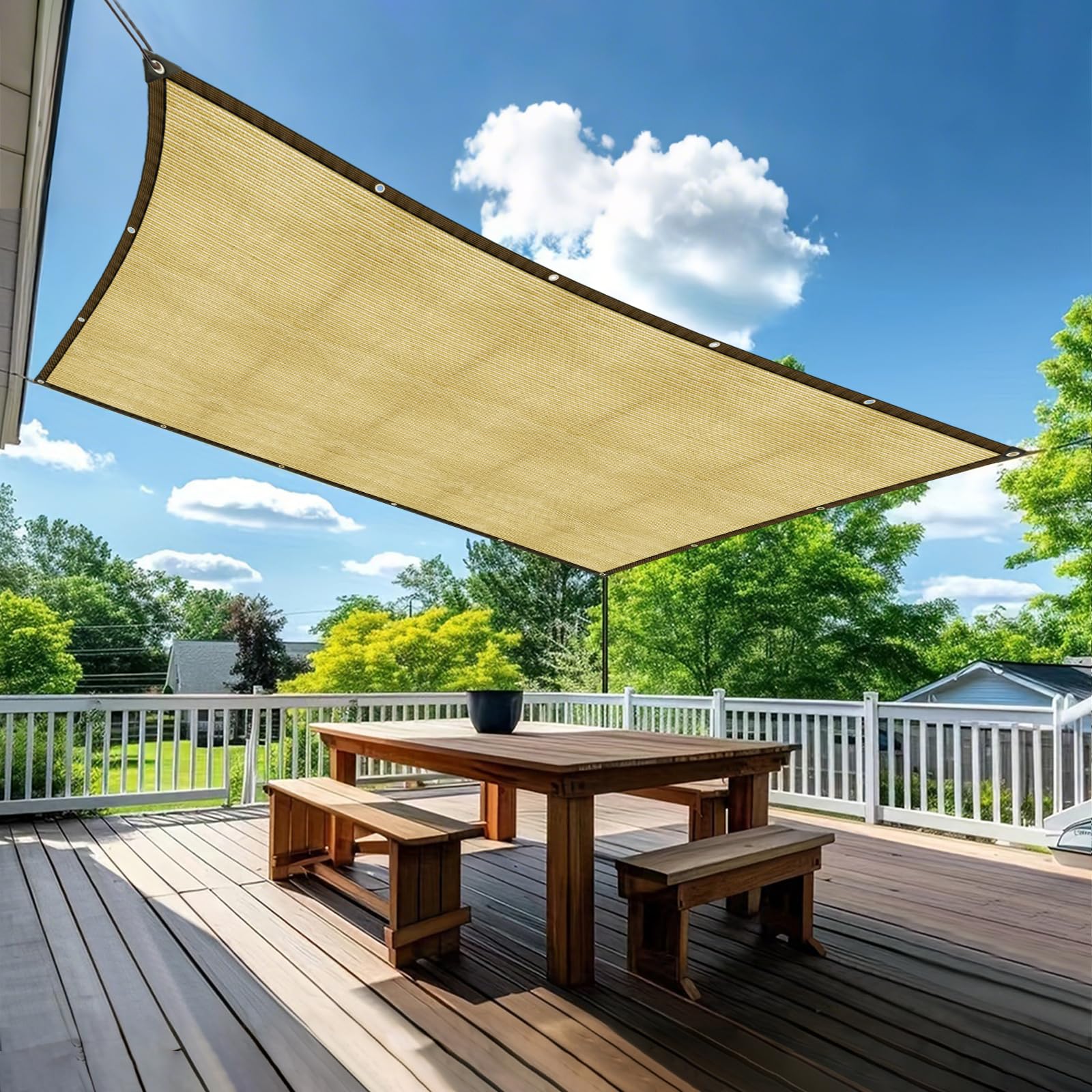 Shading Net, Shade Net with Eyelets, 95% Shading Rate, UV-Resistant for Plant Protection, Greenhouse, Barn or Kennel, 2 x 1 m, Beige — image 1