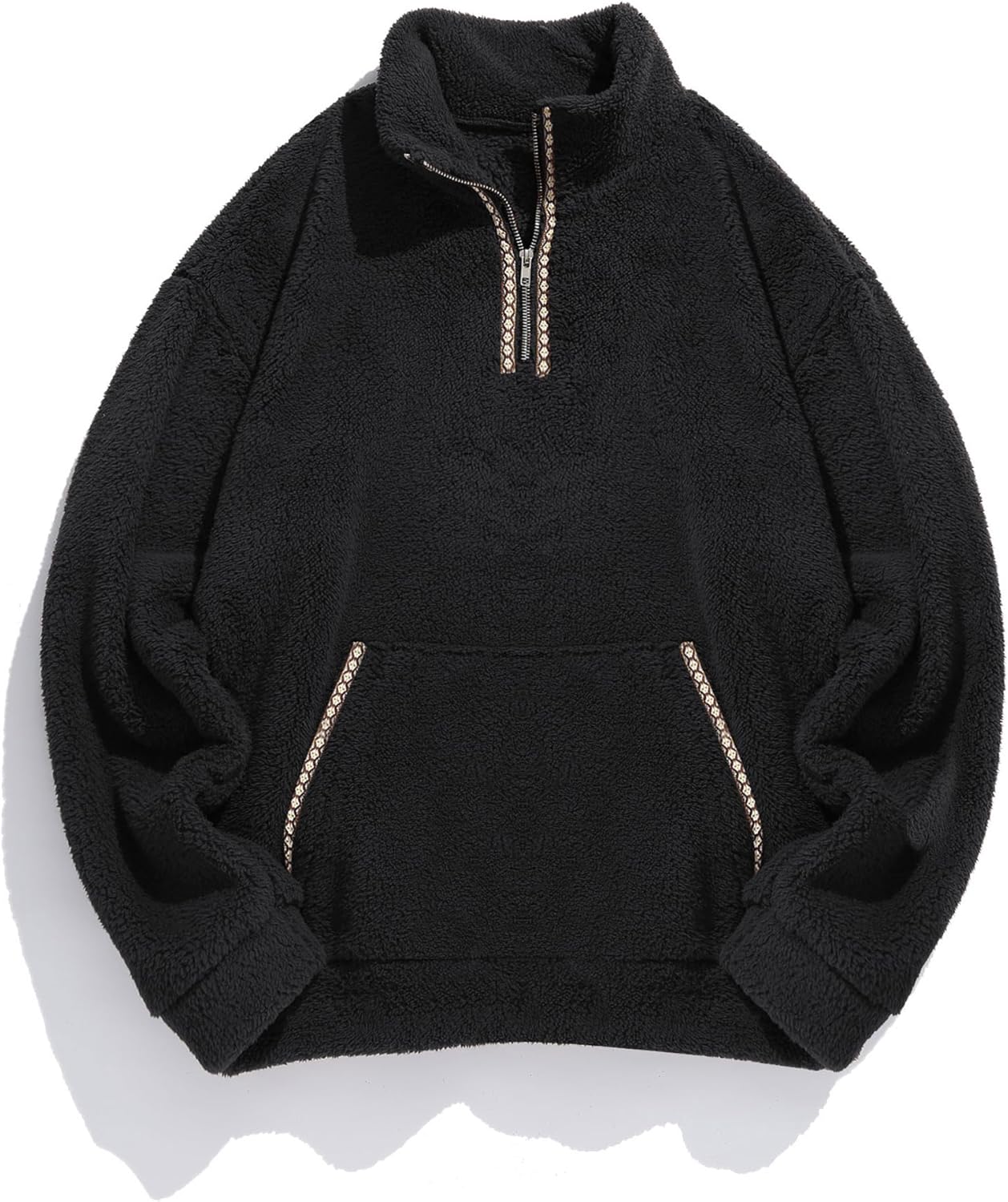 ZAFUL Men 1/4 Zipper Sweatshirt Ethnic Aztec Printed Kangaroo Pocket Fall Winter Pullovers Jacket Unisex Hoodie Tops